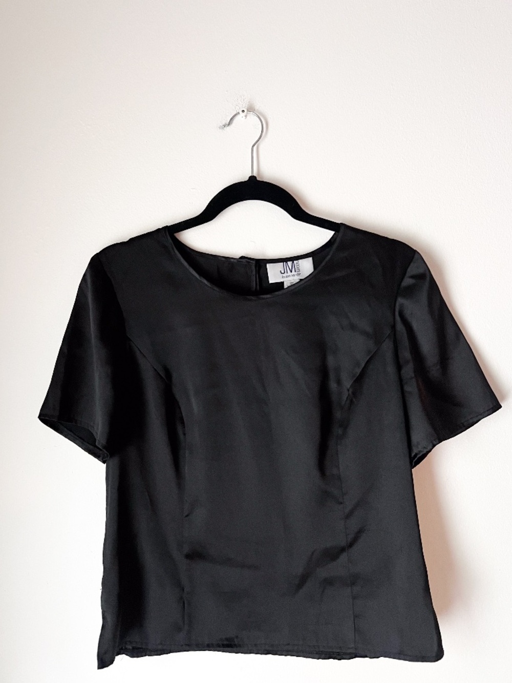 JM Studio by John Meyer Black Blouse Petite 12P Minimalist Top | Office Siren